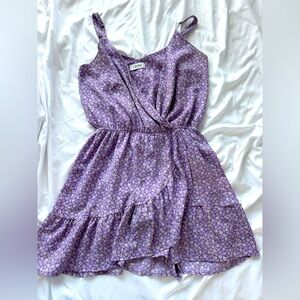 Purple Floral Wrap Dress